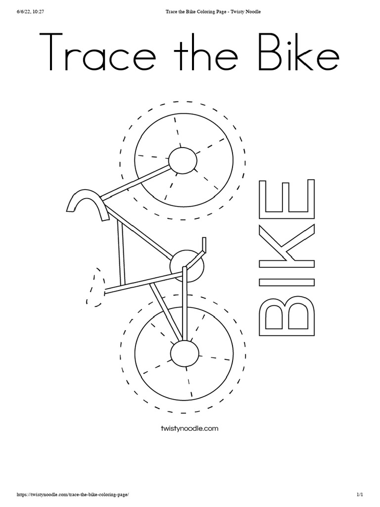 Trace The Bike Coloring Page - Twisty Noodle | PDF