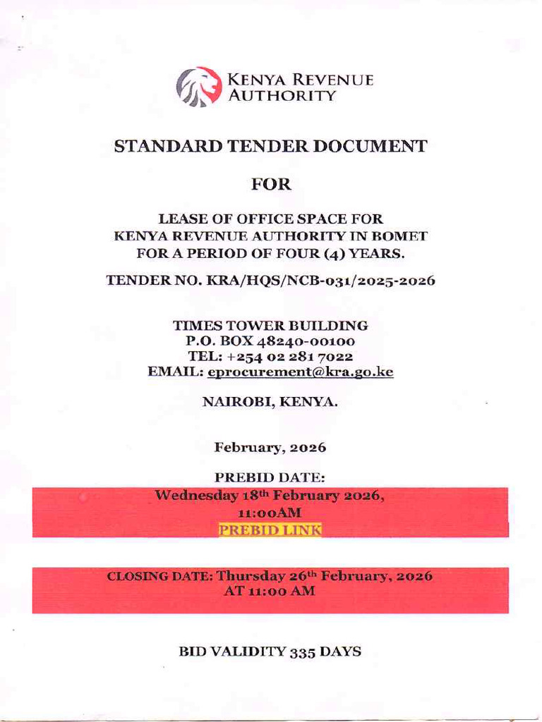 Kra Tender Documents Globaced Holdings LTD 2026 | PDF