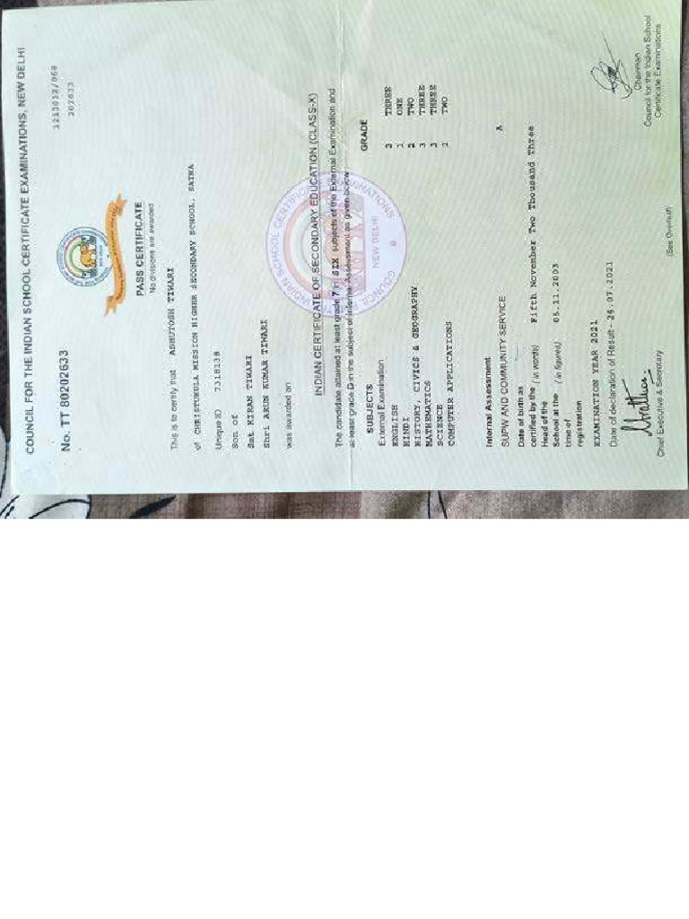 Pass Certificate 10th - LESS - Compressed | PDF