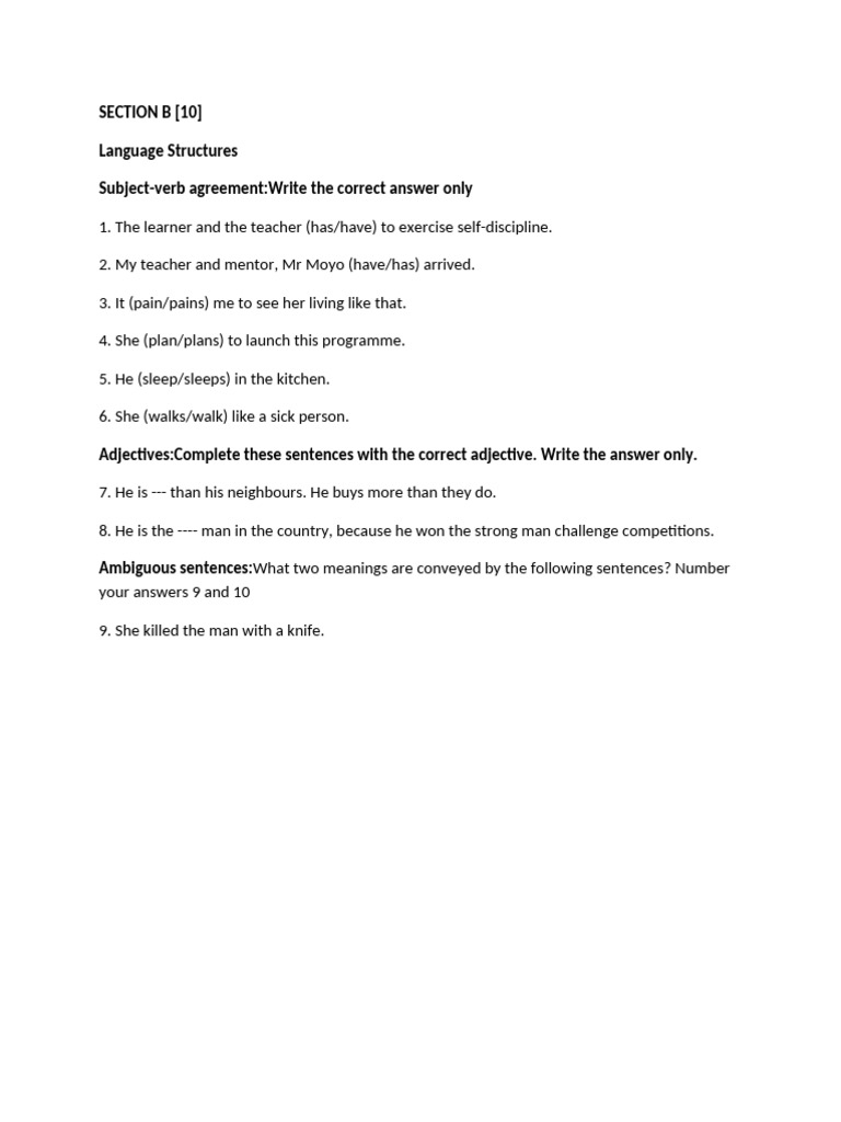 Form 3 Language Structures | PDF