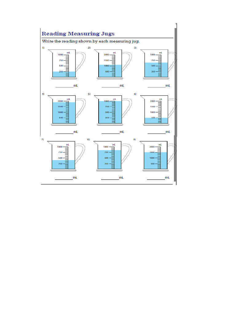 Primary 2 Maths Measuring Volume Worksheet 1 | PDF