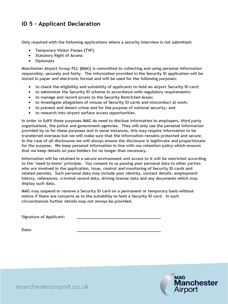 Id 5 Applicant Declaration | PDF