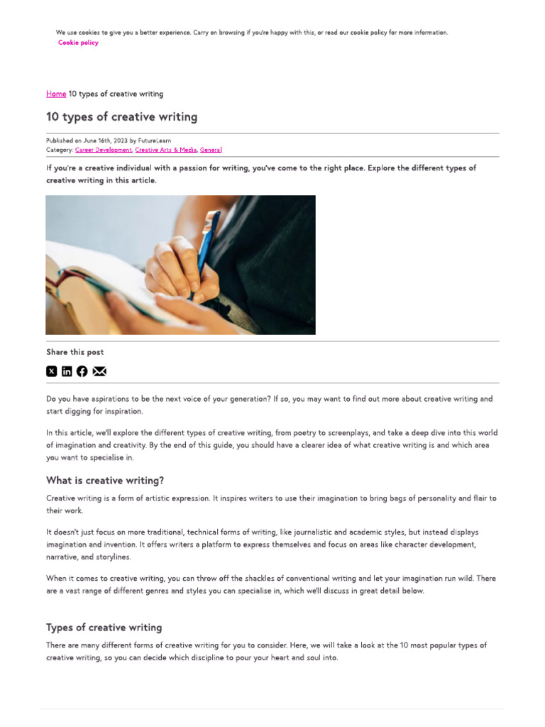 10 Types of Creative Writing - Get Inspired To Write - FutureLearn | PDF