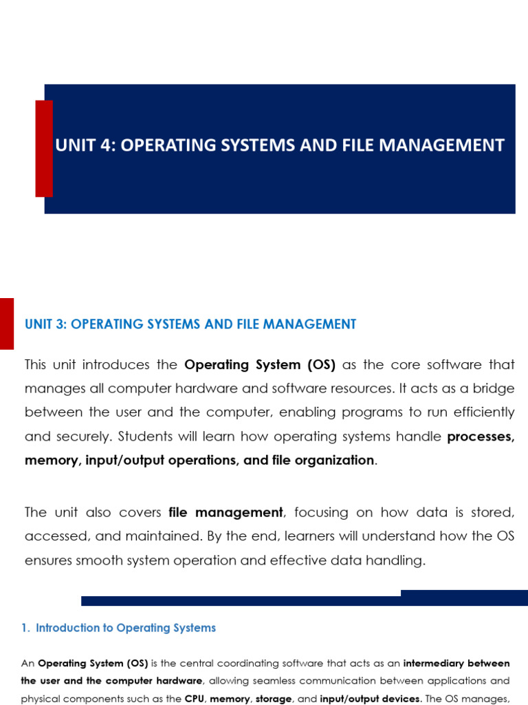 Unit 4. Operating Systems and File Management | PDF