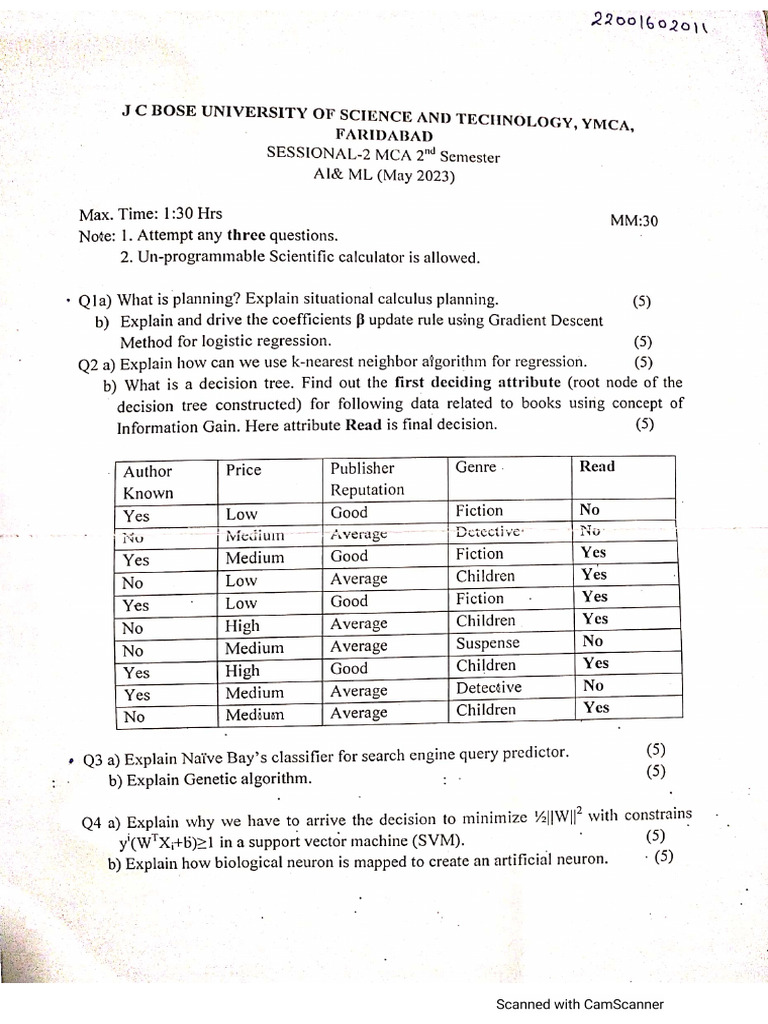 MCA 2nd Sem 2nd Sessional | PDF