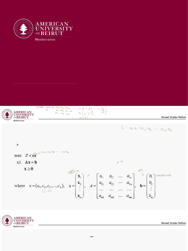 4) Revised Simplex Method | PDF | Matrix (Mathematics) | Algorithms