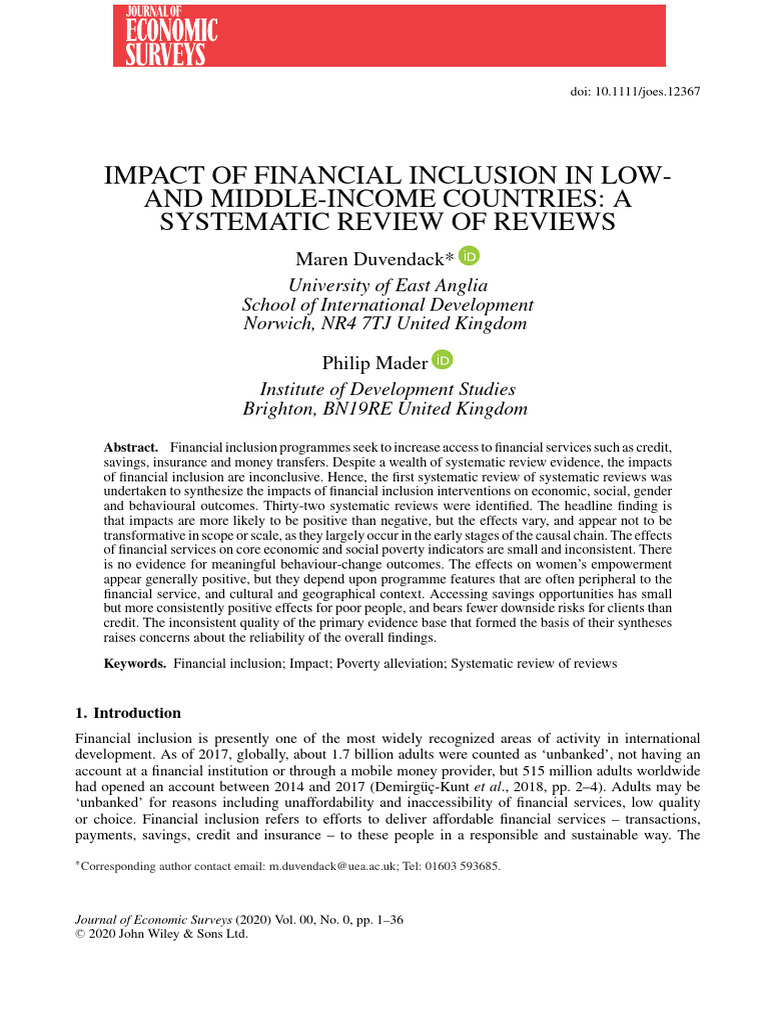 Impact of Financial Inclusion in Low - and Middle-Income Countries ...