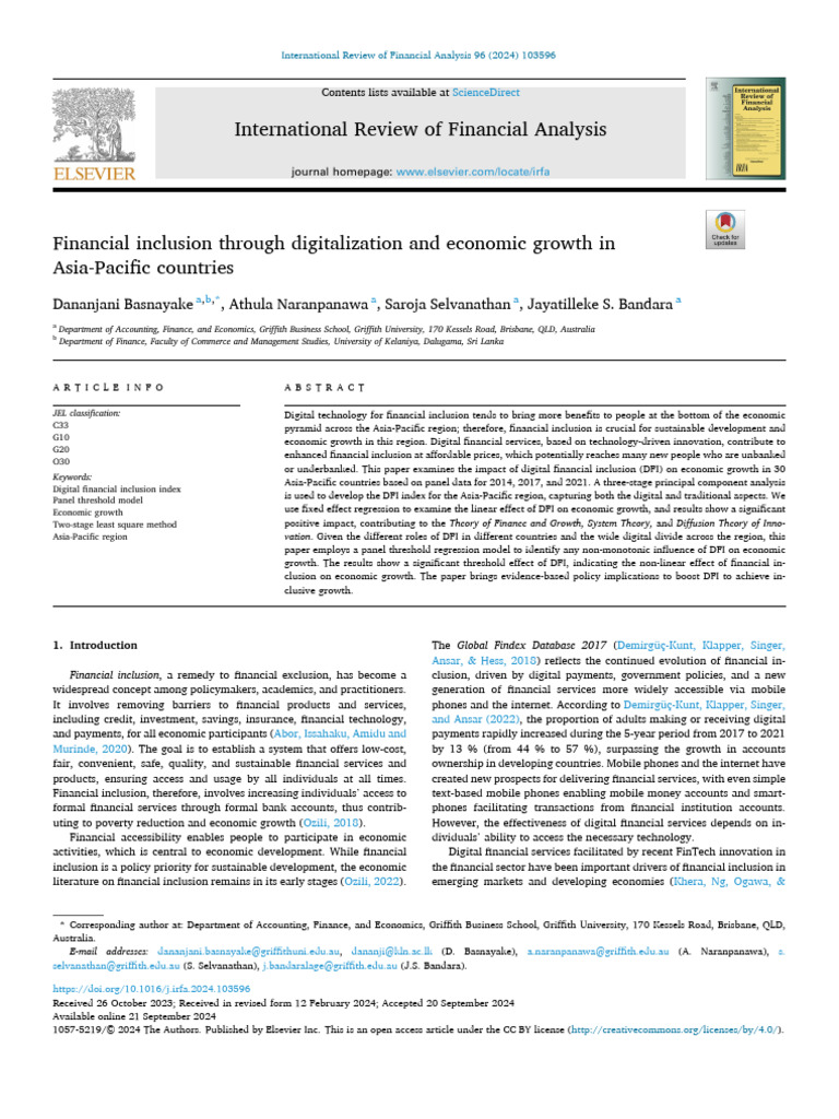 Financial Inclusion Through Digitalization and Economic Growth in Asia ...