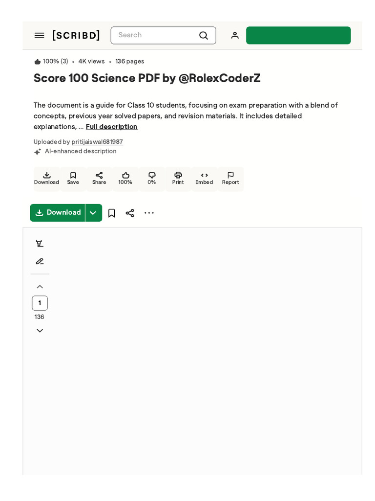 Document985831110score 100 Science PDF by RolexCoderZ | PDF
