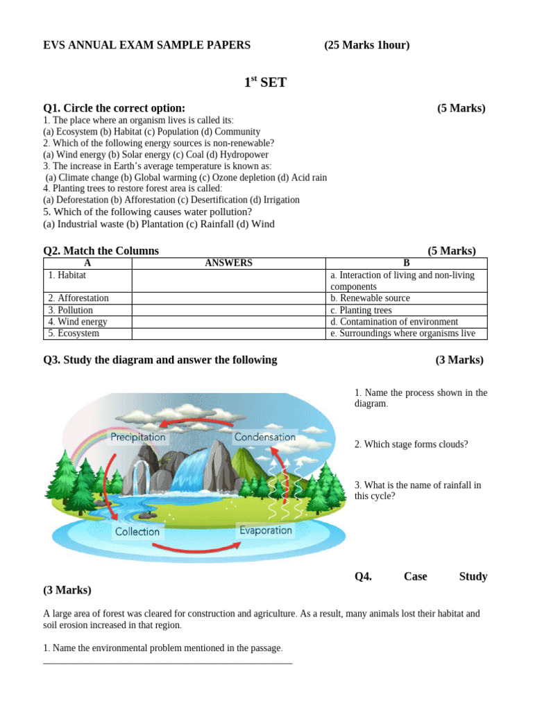 Evs Annual Exam Sample Paper | PDF | Climate Change | Soil