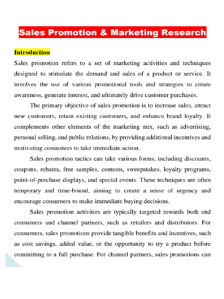 Sales Promotion & Marketing Research | PDF