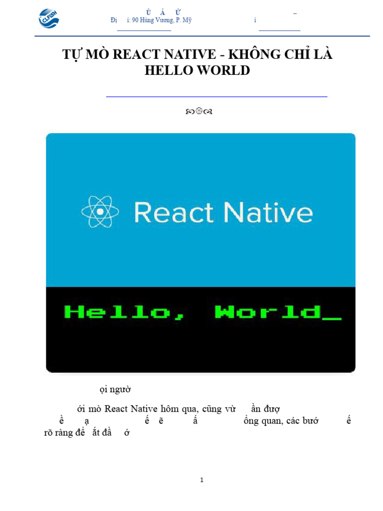 2. TỰ MÒ REACT NATIVE - KHÔNG CHỈ LÀ HELLO WORLD | PDF