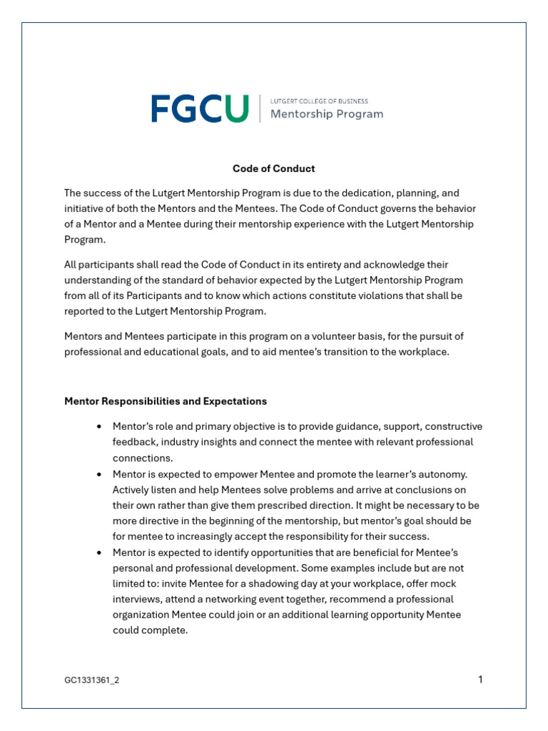 Code of Conduct - Signature - Dhaniel | PDF | Mentorship