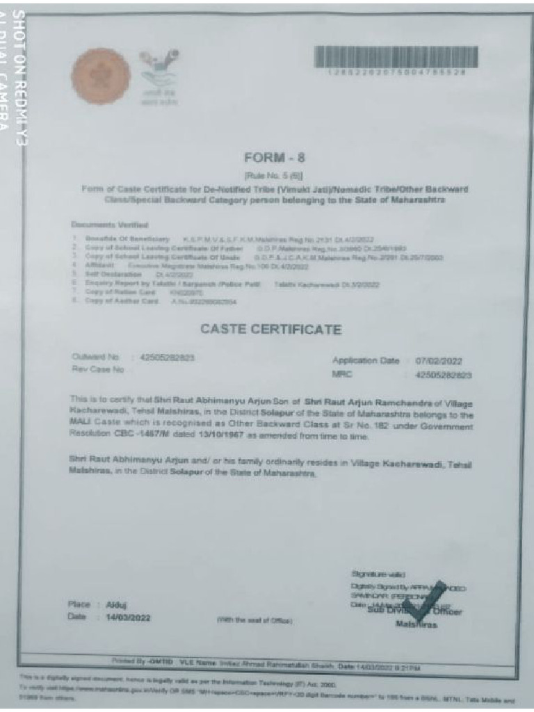 Cast Certificate | PDF