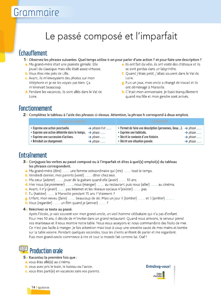 Le Passé Composé Vs L'imparfait | PDF