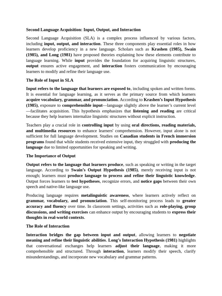 Second Language Acquisition | PDF