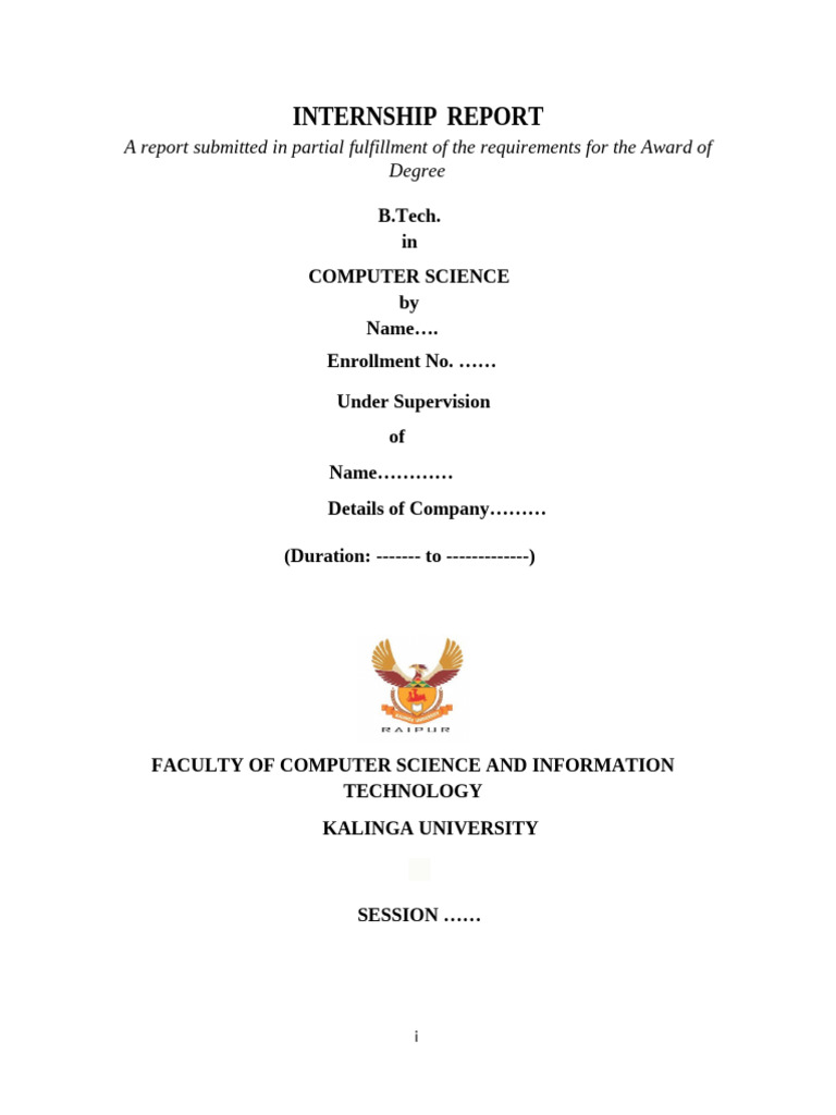 Internship Report Format | PDF