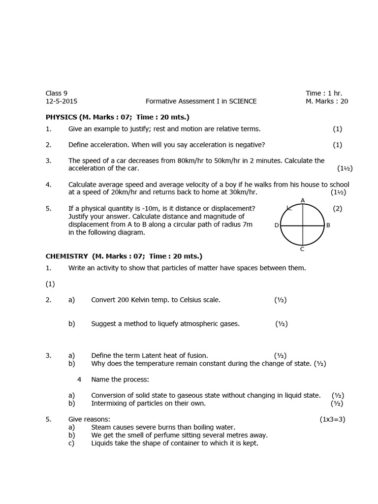 Cbse Class 9 Fa1 Science 2015 | PDF