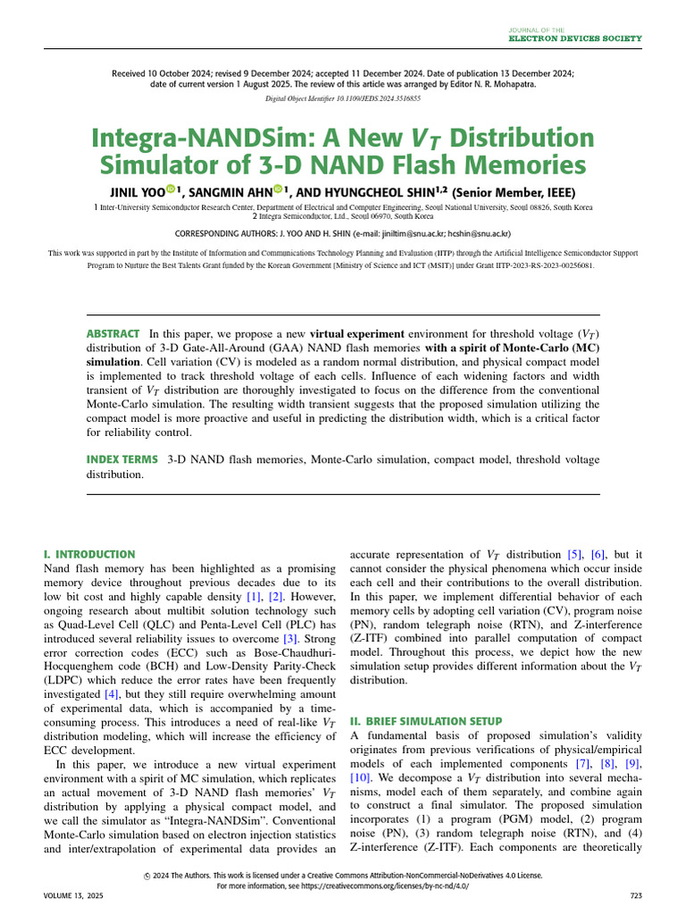 Integra-NANDSim A New VT Distribution Simulator of 3D NAND Flash ...