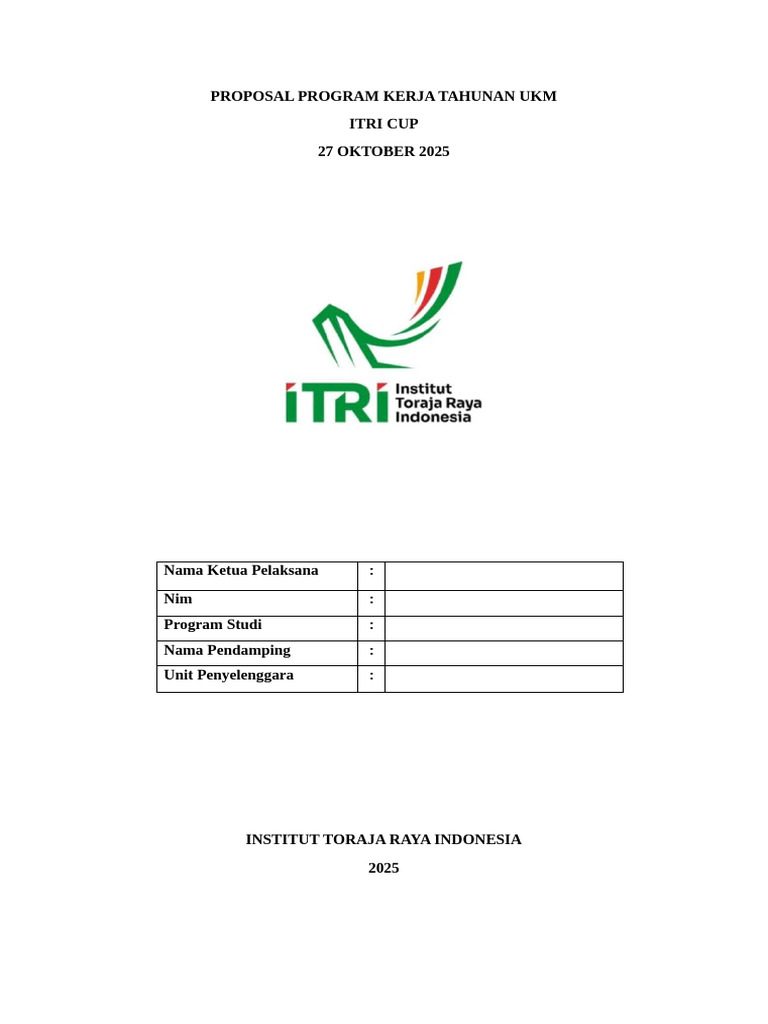 Proposal Program Kerja Tahunan Ukm | PDF