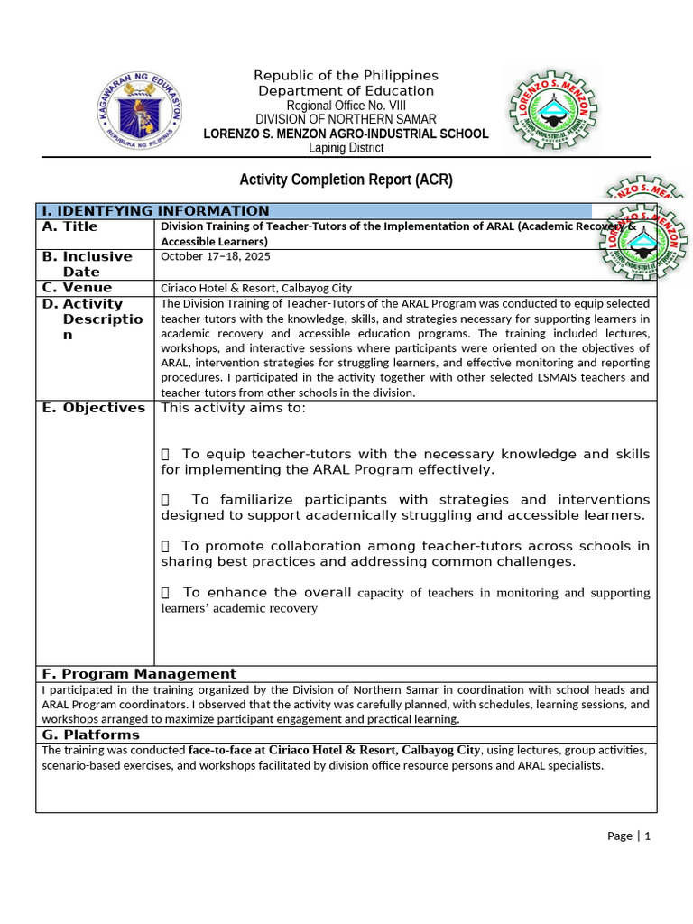 Aral Training | PDF