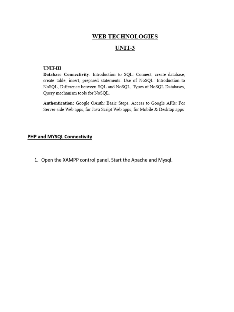 Unit-3 PHP Mysql Connectivity Nosql | PDF