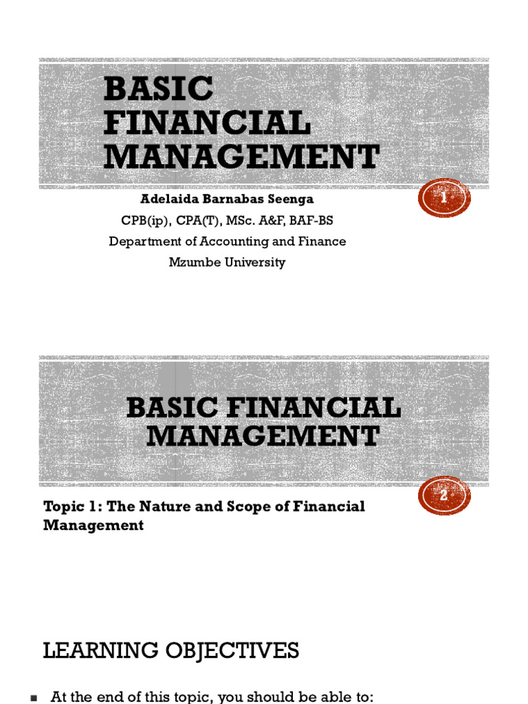 Topic 1 - The Nature and Scope of Financial Management | PDF
