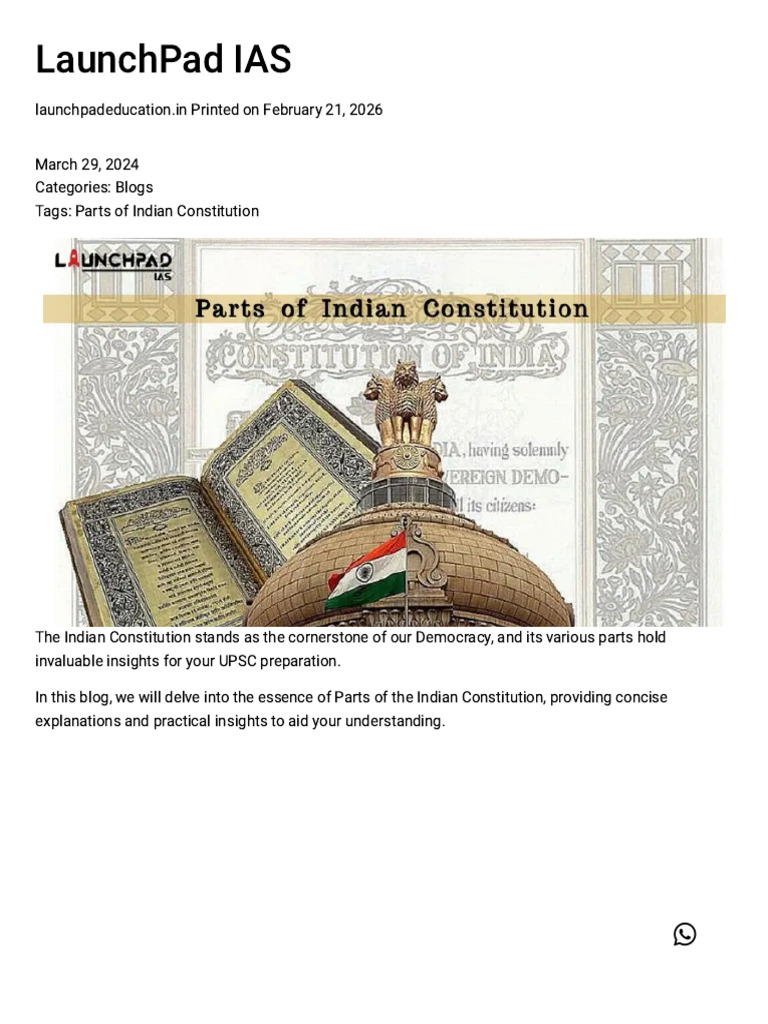 Parts of Indian Constitution - Launchpad IAS UPSC & PCS Preparation ...