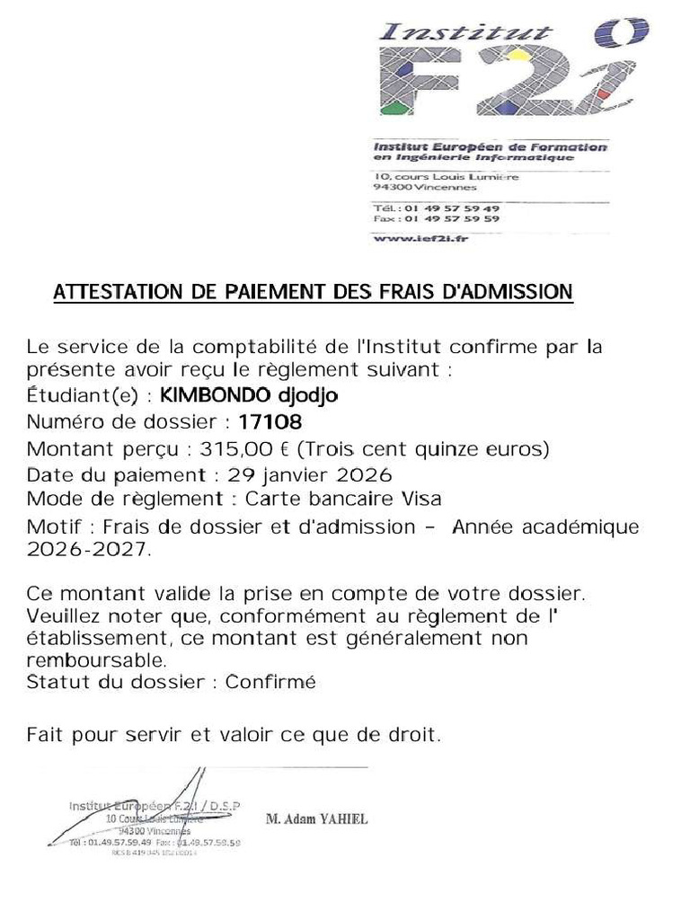 Attestation de Paiement 17108 | PDF