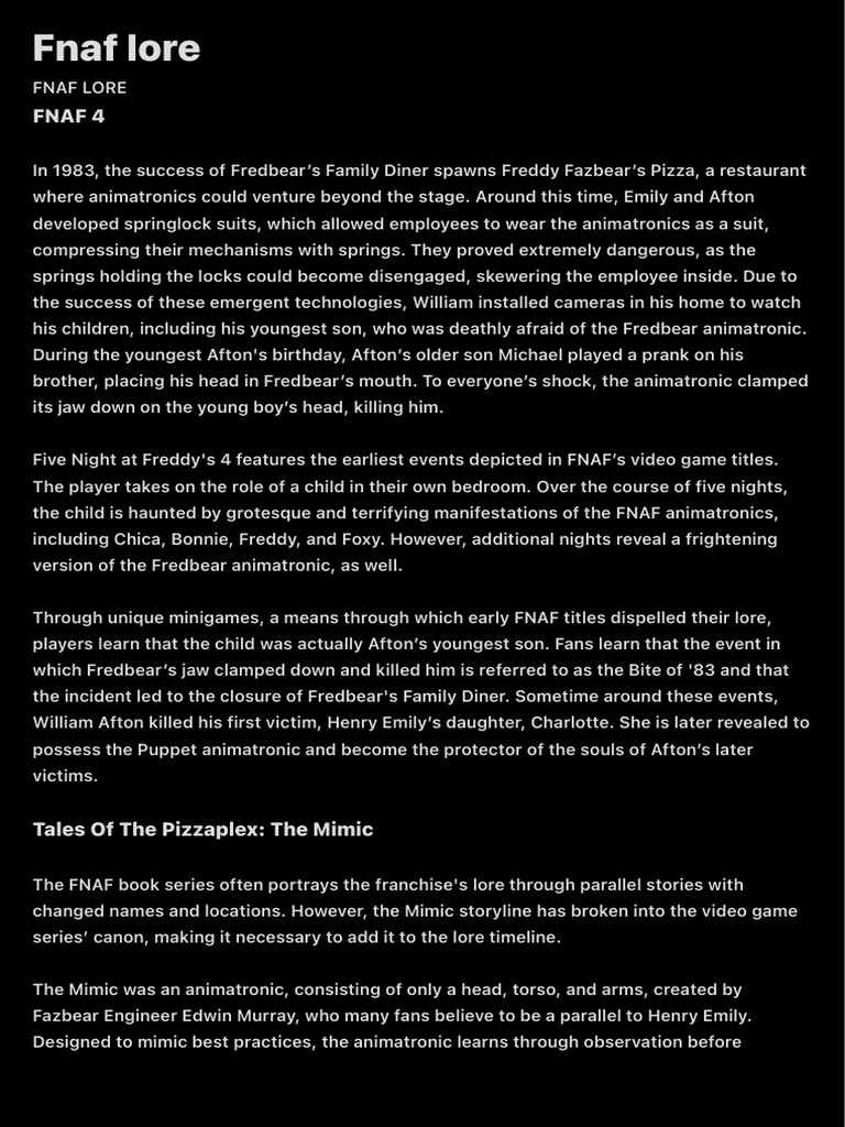 Fnaf Lore Pdf 