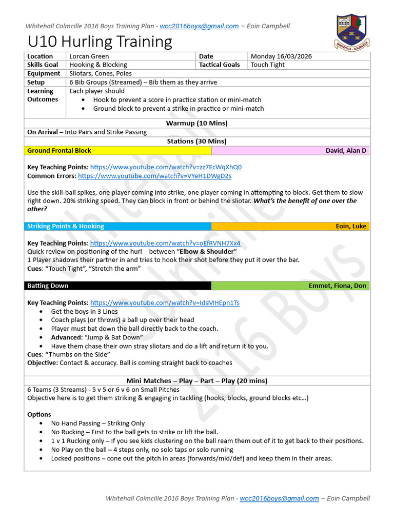 2026-03-16 - 2016B Hurling | PDF