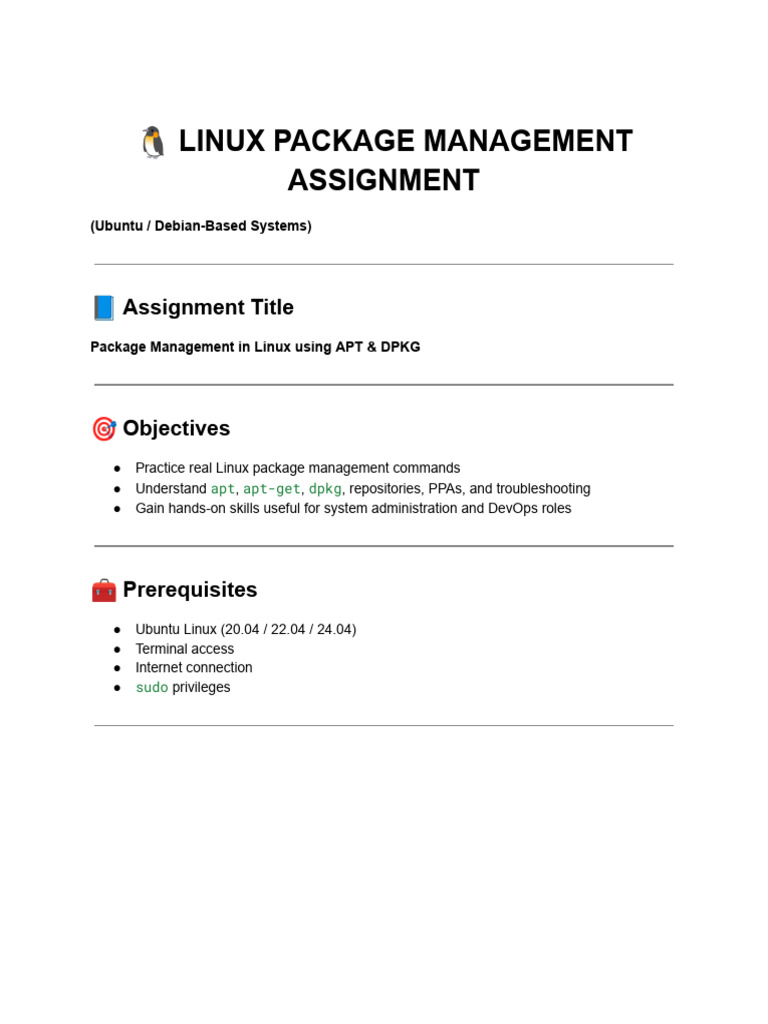 Assignment Linux Package Management | PDF