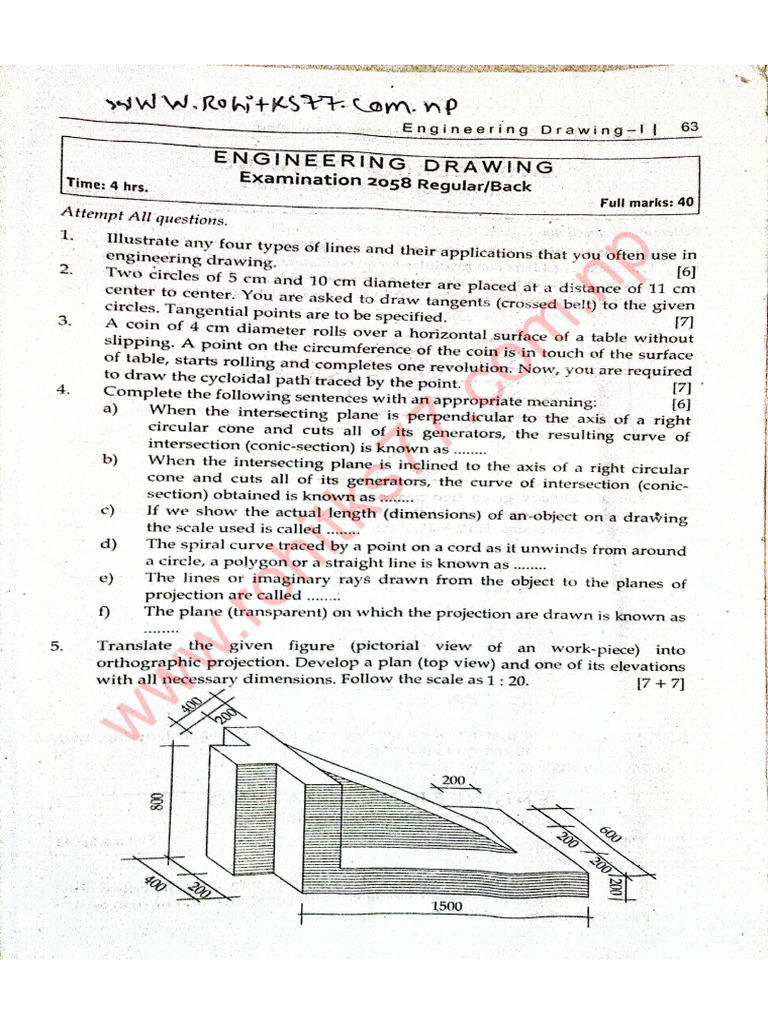 Engineering Drawing-I Question Papers 2058-2075 (WWW - Rohitks77.com ...