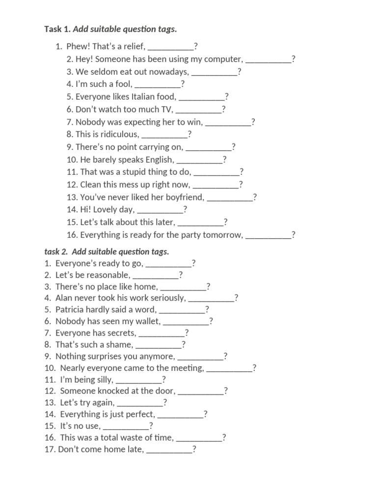 Advanced Question Tags | PDF