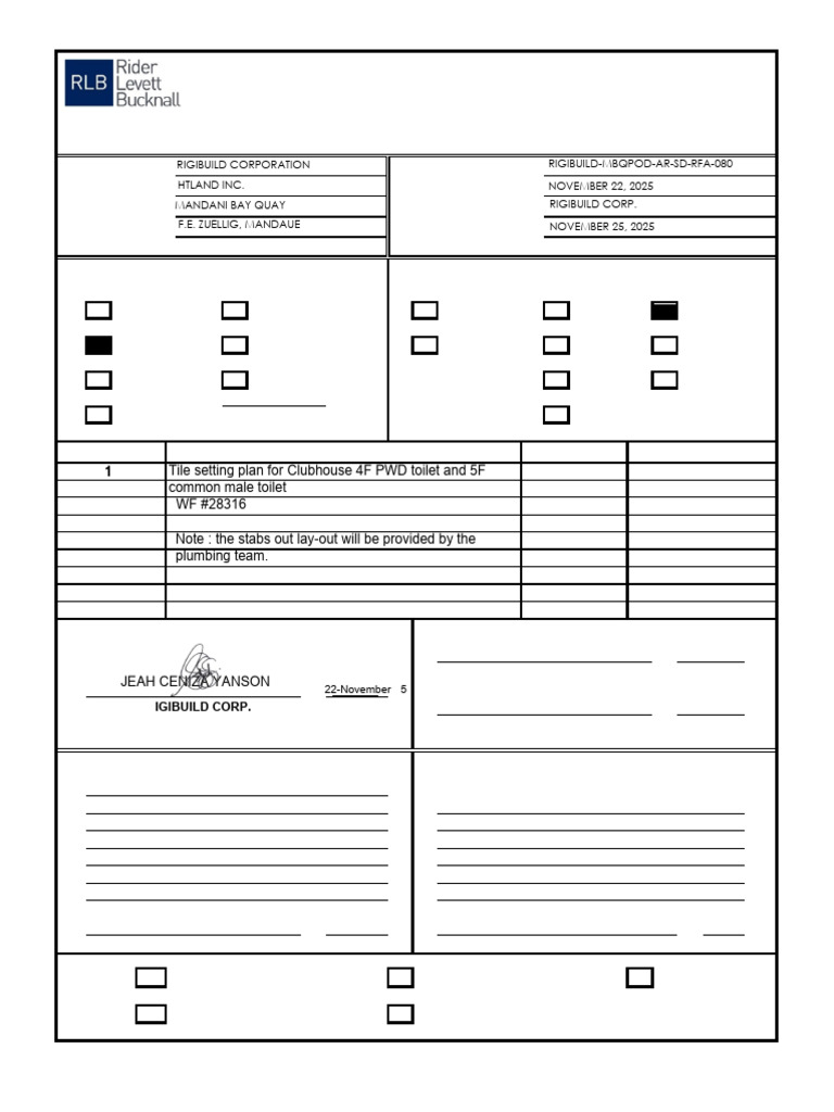 RFA - 080 Rev 01 (Tile Setting Plan For Clubhouse 4F & 5F Common Toilet ...