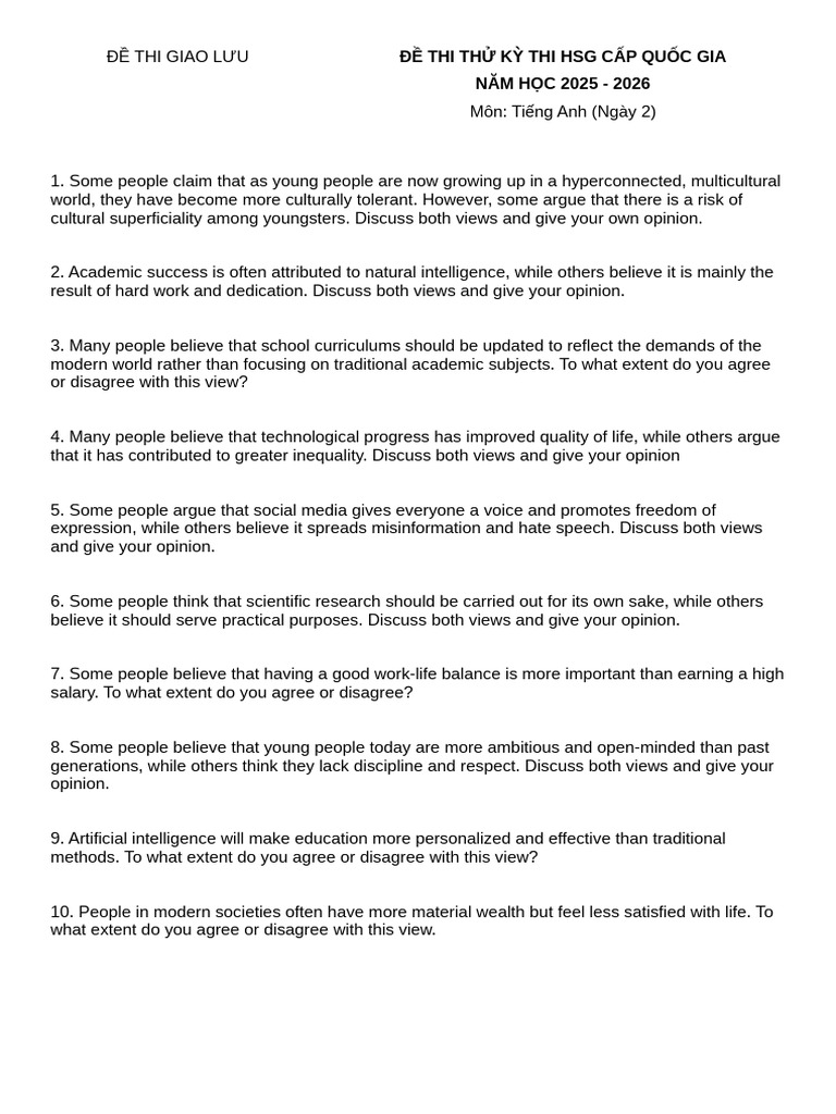 Speaking Test 3 | PDF