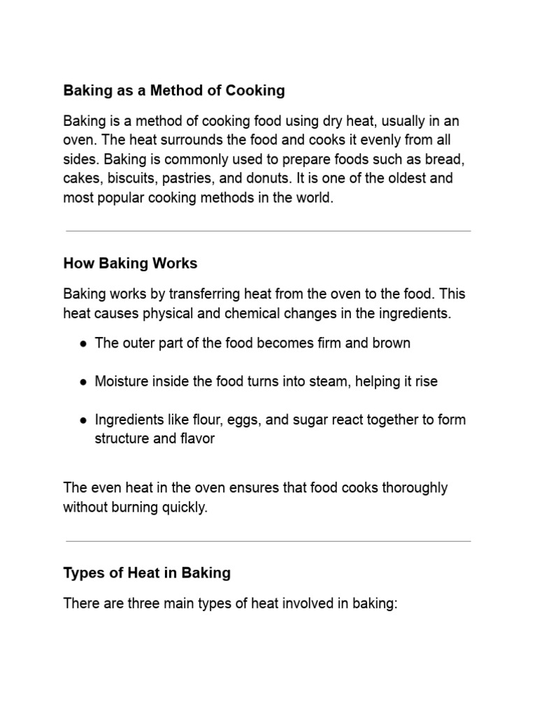 Baking As A Method of Cooking | PDF