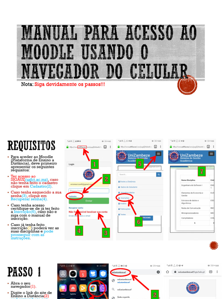 Manual para Acesso Ao Moodle Usando o Navegador Do Celular | PDF