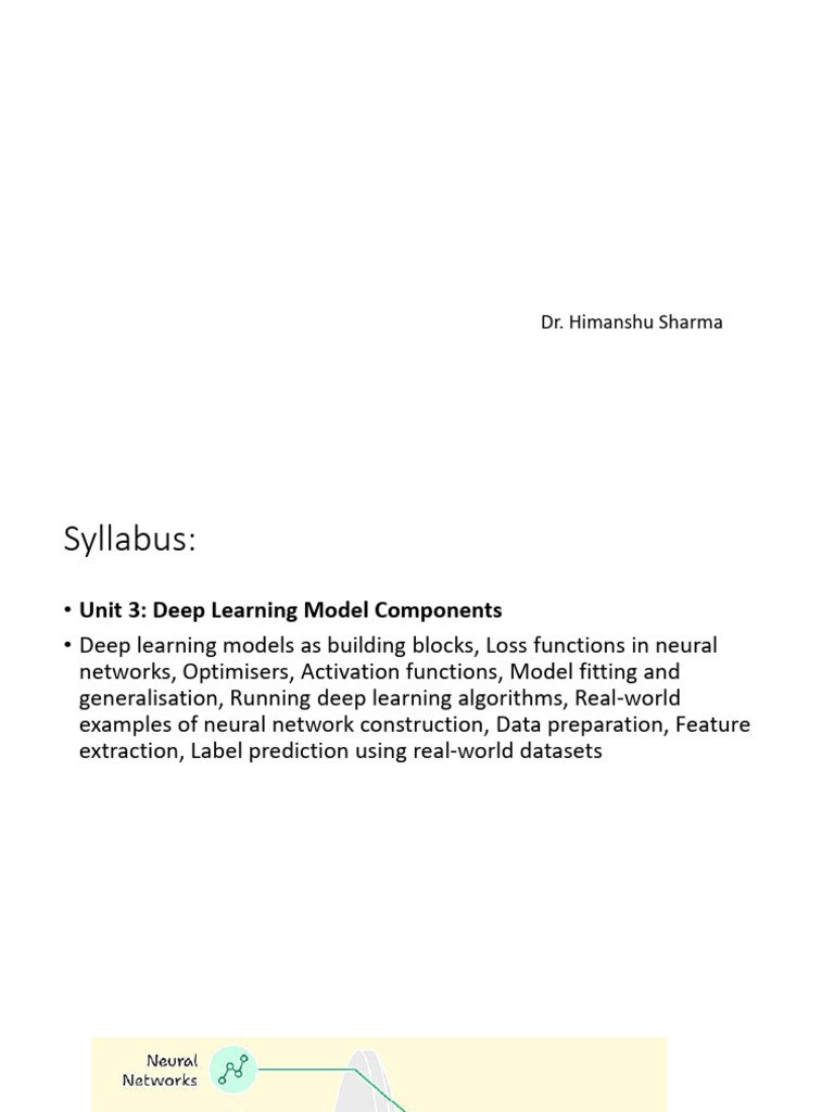 Unit 3 Deep Learning Model Components | PDF