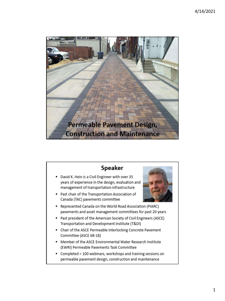 Introduction To Permeable Pavement Design, Construction and Maintenance ...