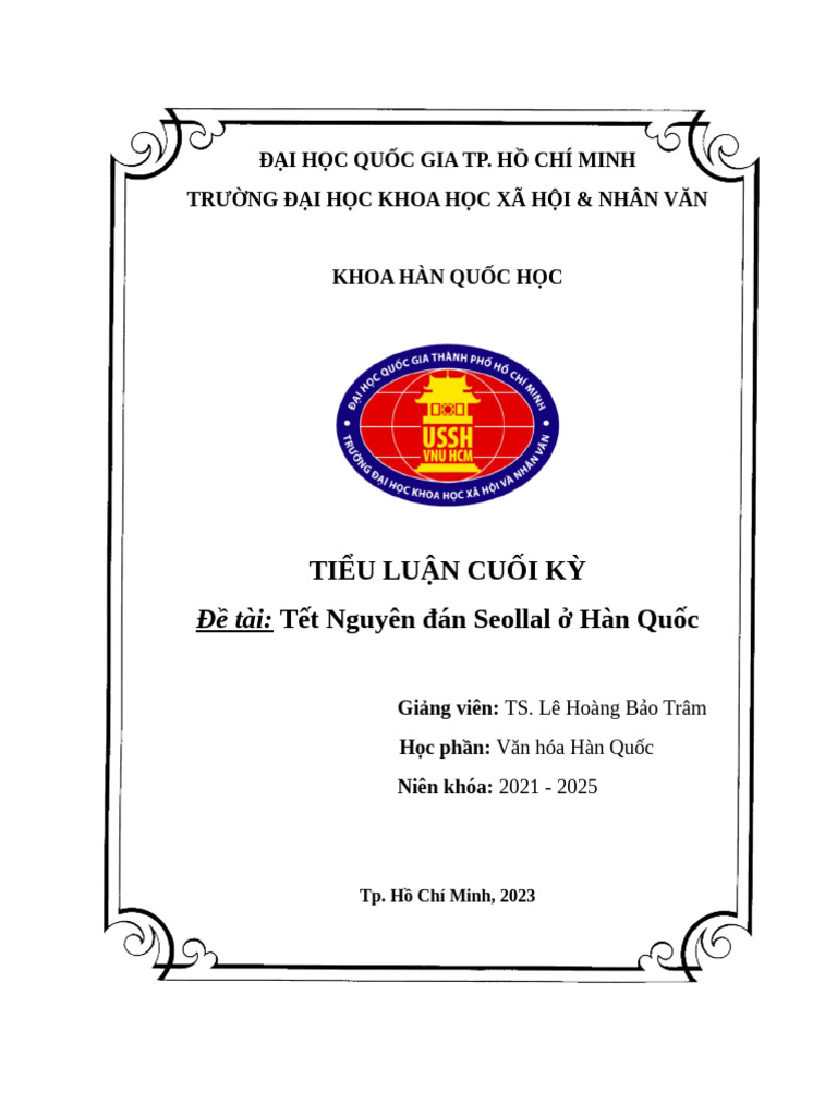TLCK - Nhom 7 - Tet Nguyen Dan Seollal o Han Quoc | PDF
