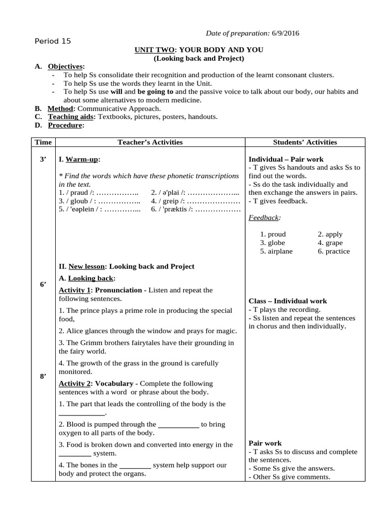 Unit 2 Looking Back - Project | PDF