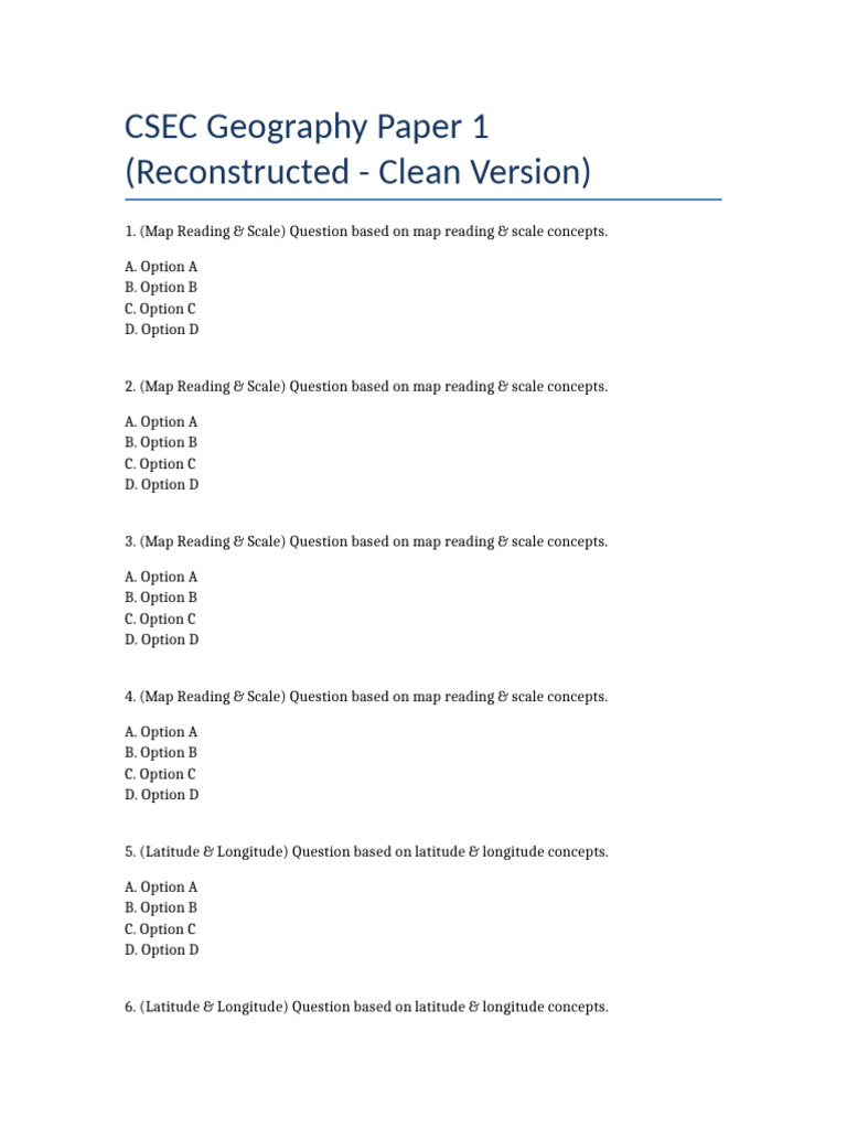 Reconstructed CSEC Geography Paper1 | PDF