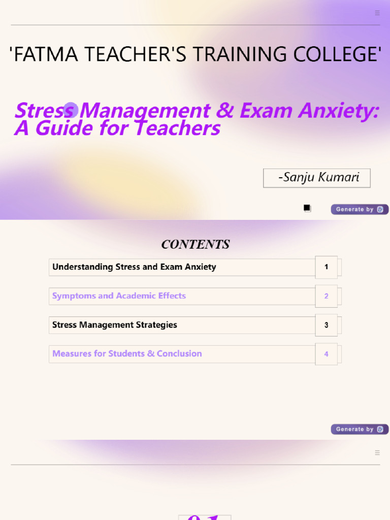 Stress Management & Exam Anxiety For Teachers | PDF