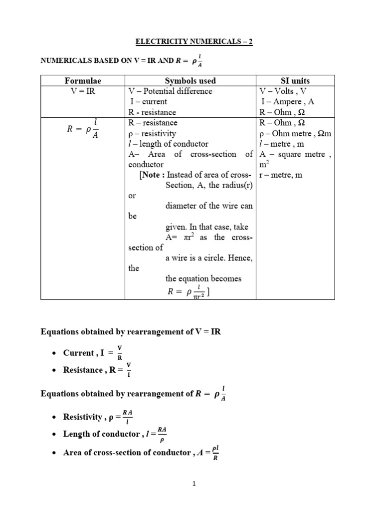 Electricity Numericals Part II 2 | PDF