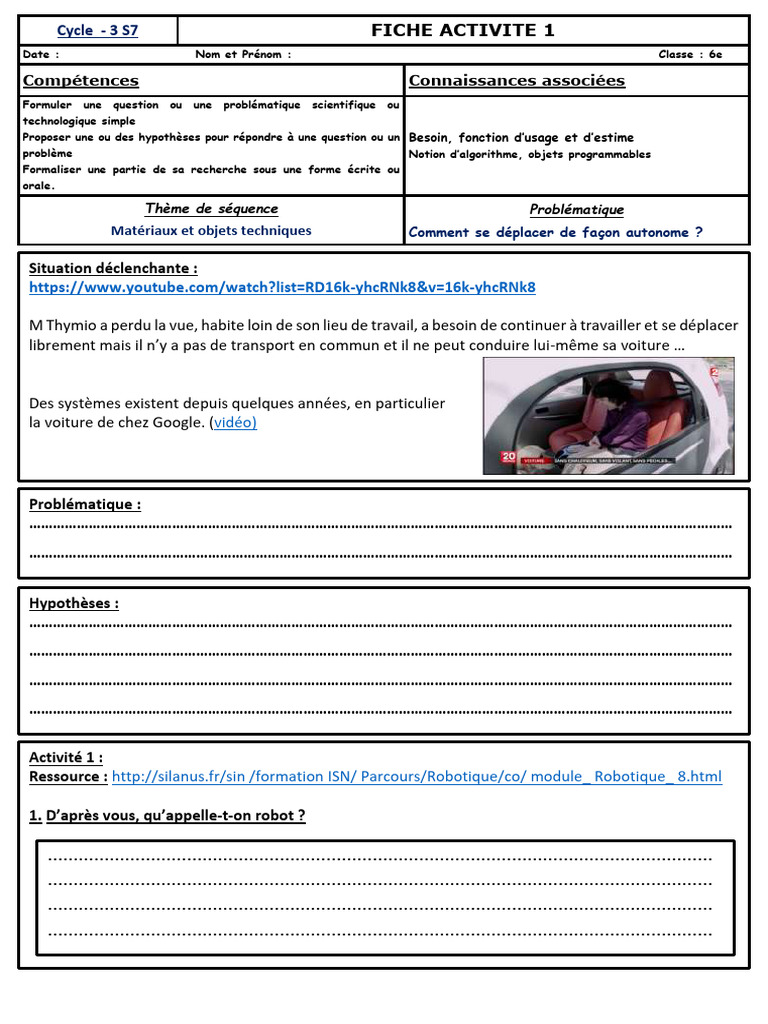 Fiche Activité 1 | PDF