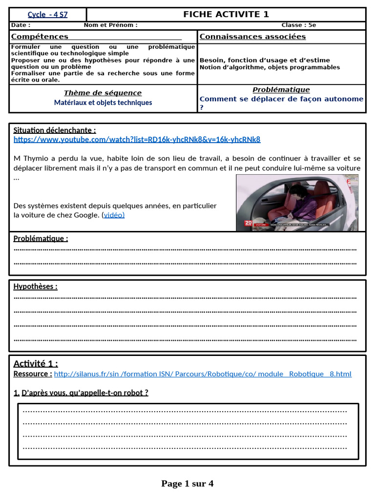 Fiche Activité 1 | PDF