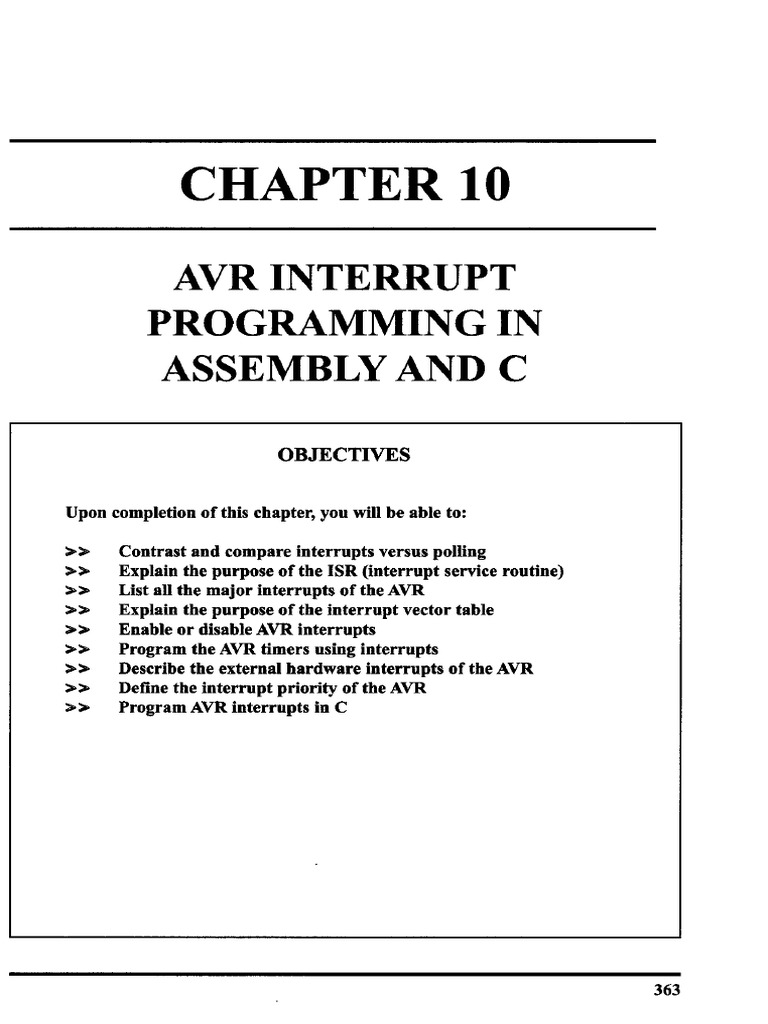 AVR Microcontroller Interrupts Ch-10 | PDF