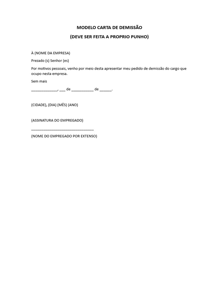 Modelo Carta Rescisão | PDF