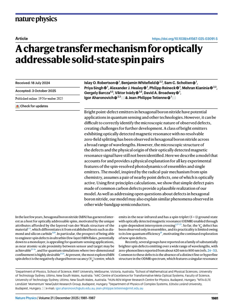 JP - A Charge Transfer Mechanism For Optically Addressable Solid-State ...